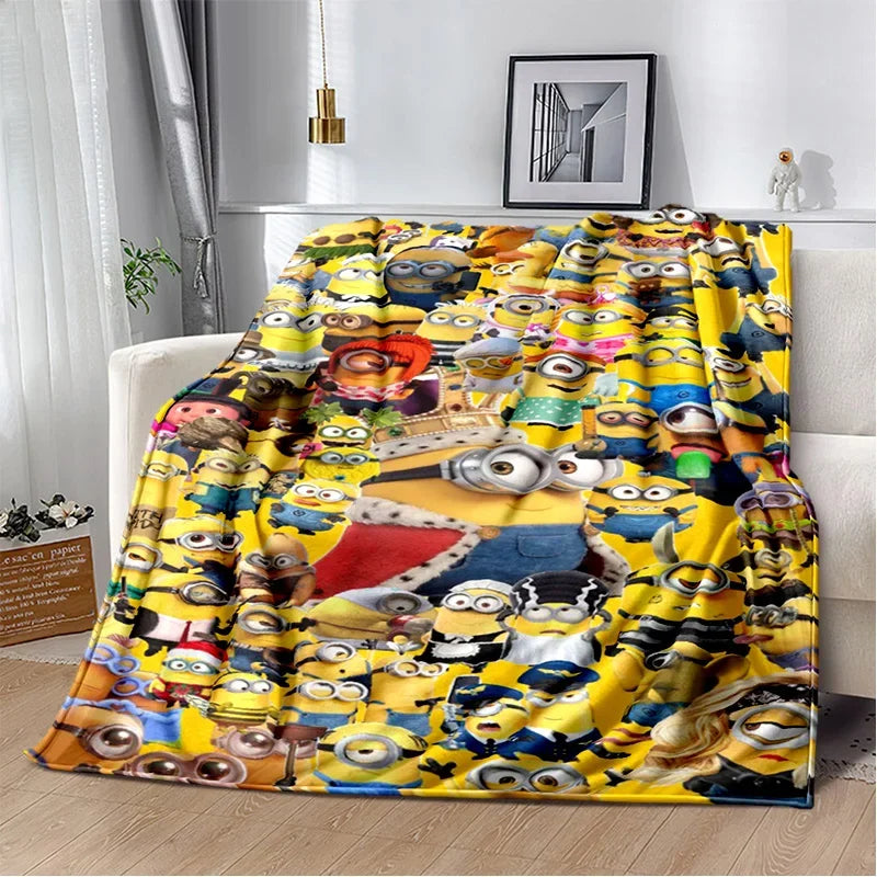 Kawaii Minions Throw Blanket – Soft Cartoon Cover for Bed, Sofa & Kids - Image 29