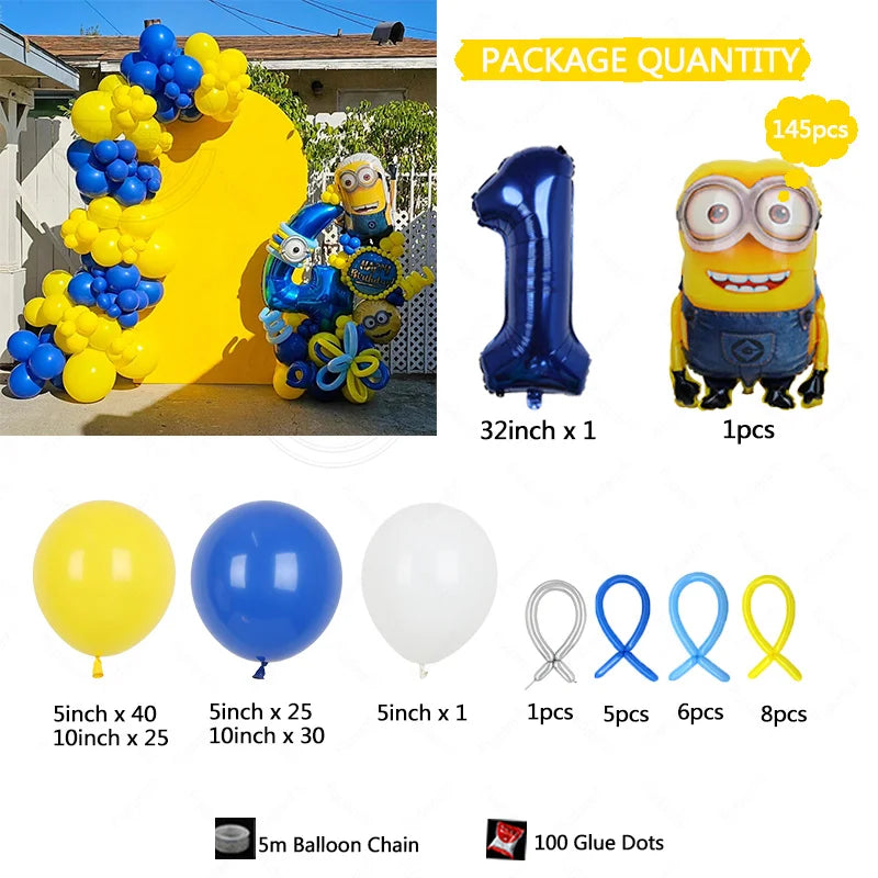 Minions Balloon Arch Set – 145pcs Party Decoration Kit for Birthdays & Baby Showers - Image 8