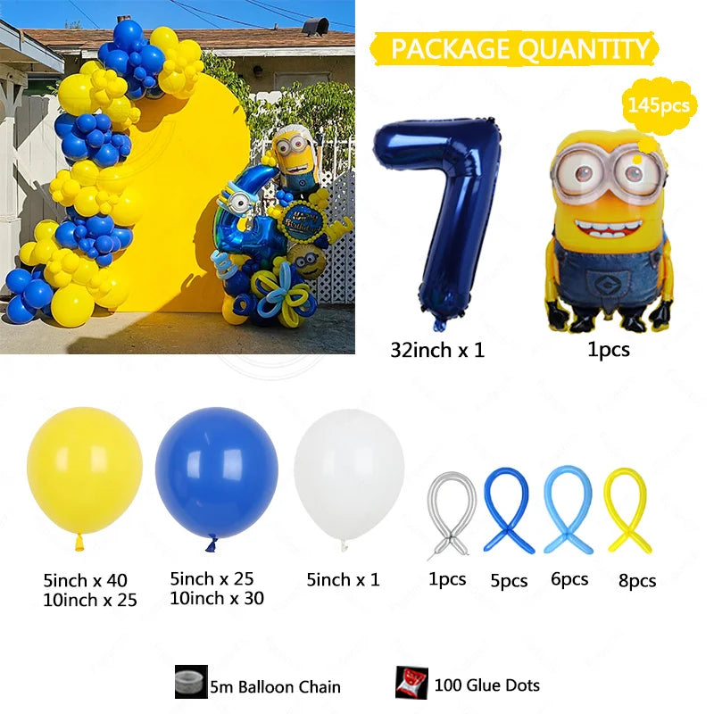 Minions Balloon Arch Set – 145pcs Party Decoration Kit for Birthdays & Baby Showers - Image 4