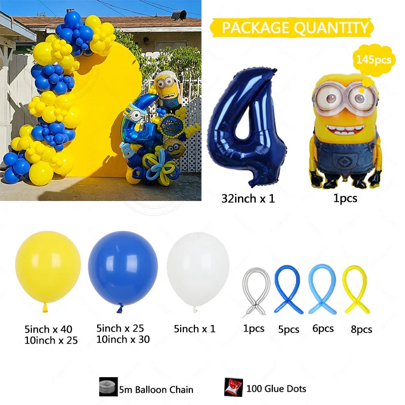 Minions Balloon Arch Set – 145pcs Party Decoration Kit for Birthdays & Baby Showers - Image 12