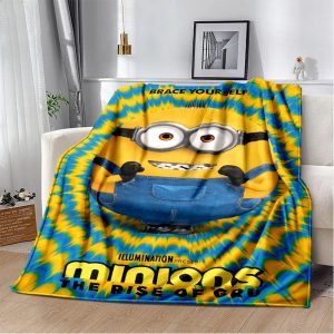 Kawaii Minions Flannel Blanket – Soft Throw for Bed, Sofa & Kids' Rooms