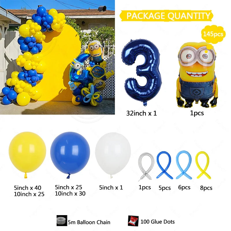 Minions Balloon Arch Set – 145pcs Party Decoration Kit for Birthdays & Baby Showers - Image 11